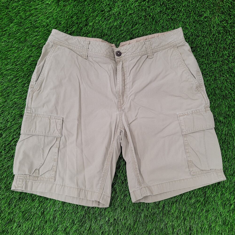 Vintage North-Face Cargo Shorts 36x9 Lined Khaki Beige Tan